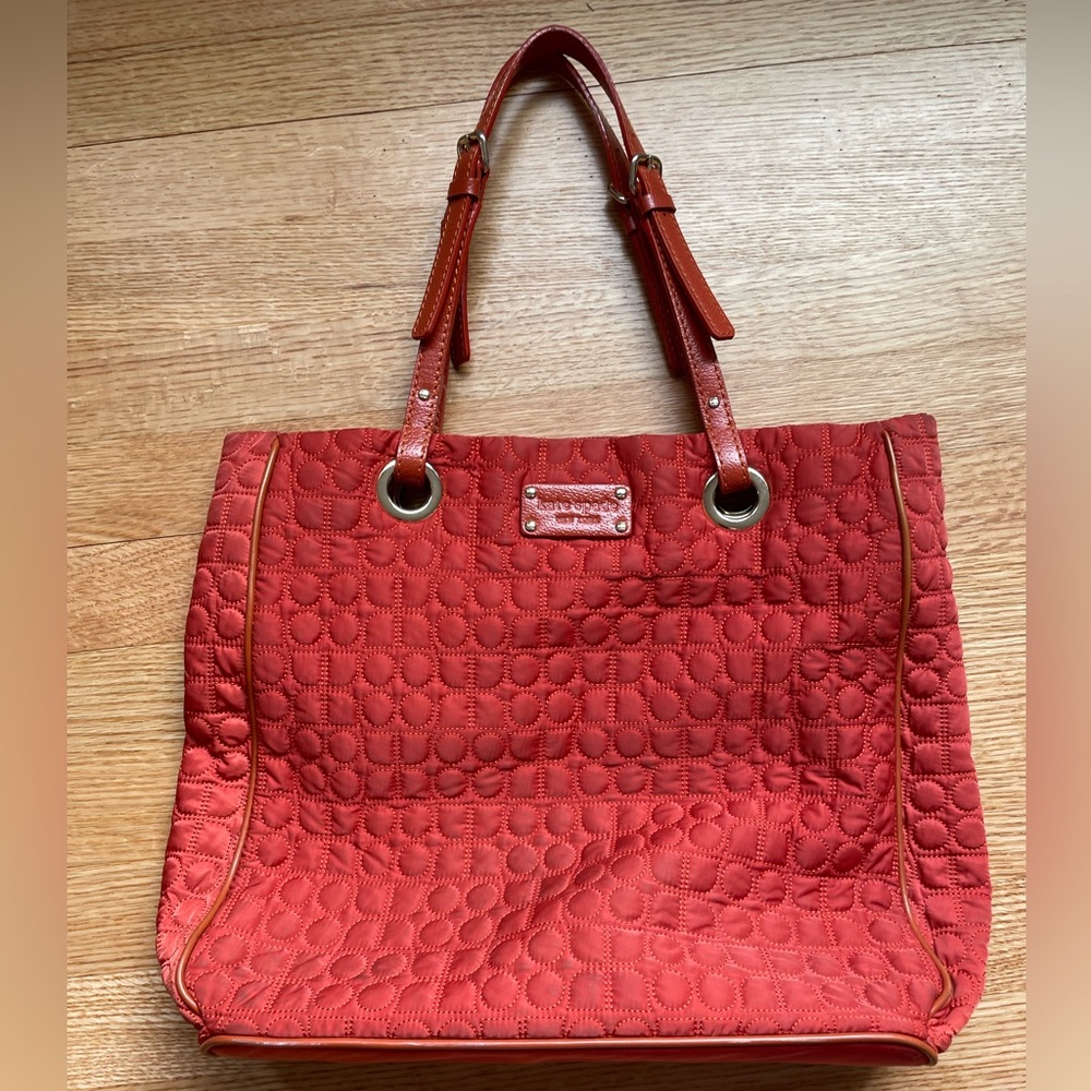 Vintage Kate Spade ♠️ orange puffer logo tote bag